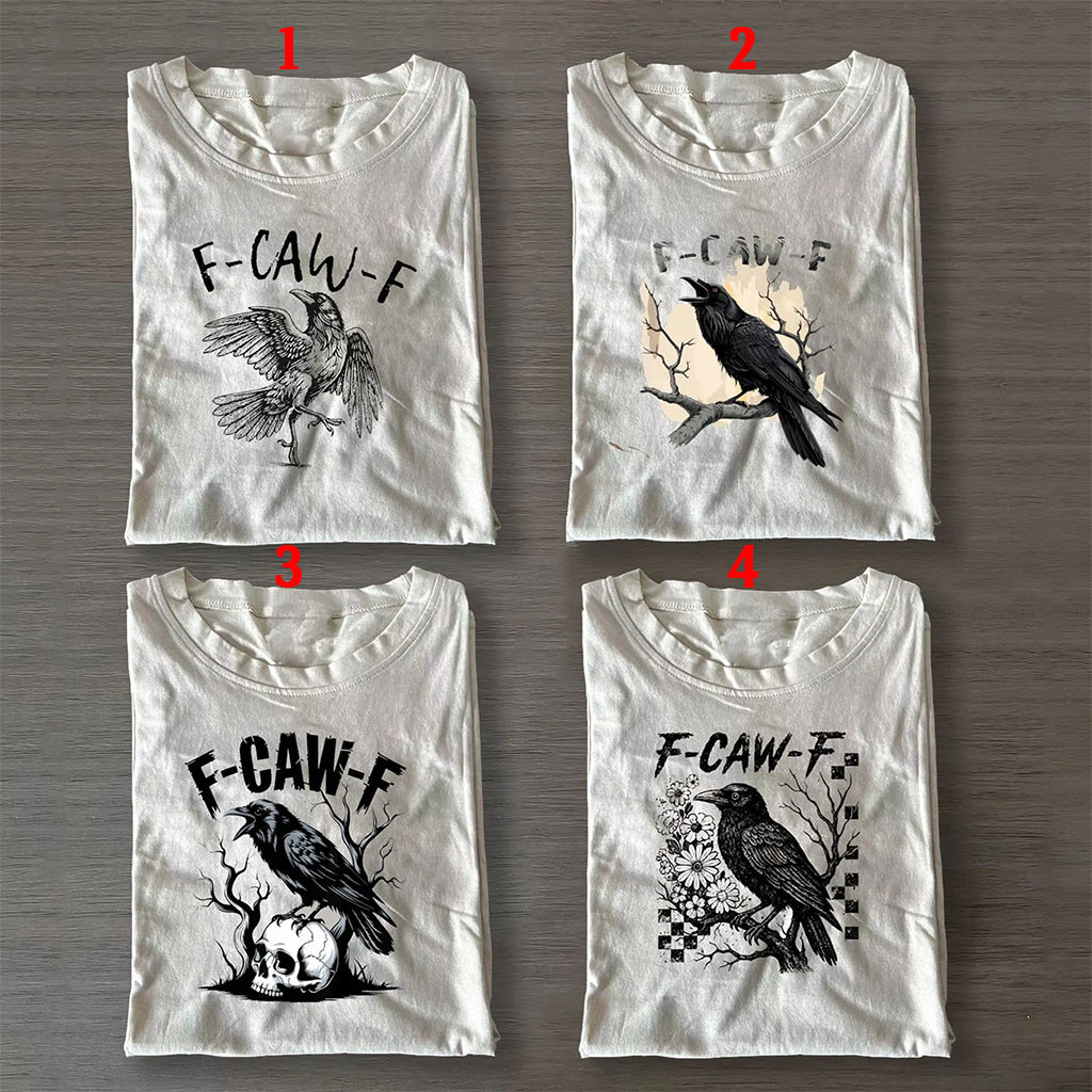 Raven F-Caw-F T-Shirt Funny Halloween Shirts Gift Ideas For Gothic Lovers - Kdjoy