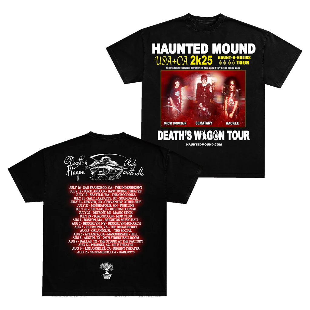 Real Haunted Mound Merch 2026 Death's Wagon Group Tour T-Shirt Unique Gift For Music Fans - Kdjoy Real Haunted Mound Merch 2026 Death's Wagon Group Tour T-Shirt Unique Gift For Music Fans - Kdjoy