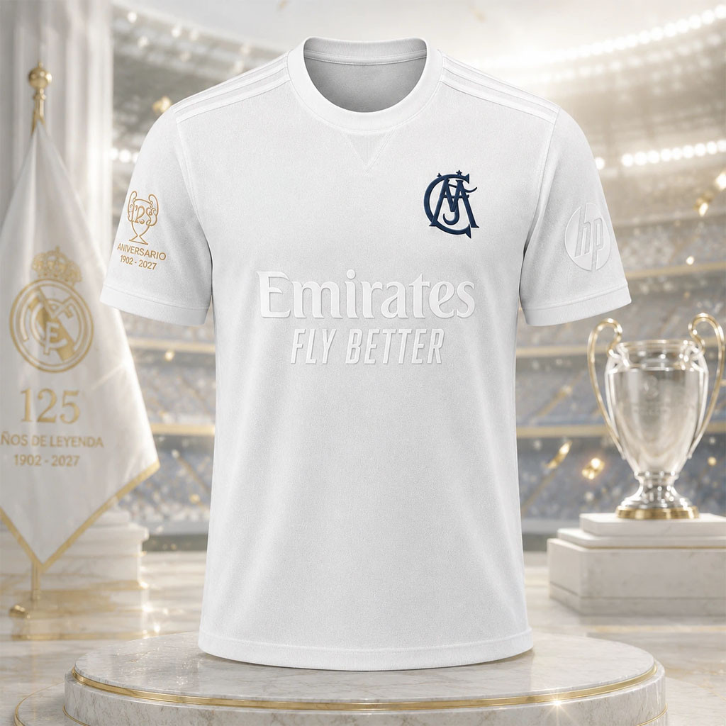 Real Madrid 125th Anniversary 1902-2027 Jersey Real Madrid Merch Gifts For Football Fan - Kdjoy Real Madrid 125th Anniversary 1902-2027 Jersey Real Madrid Merch Gifts For Football Fan - Kdjoy