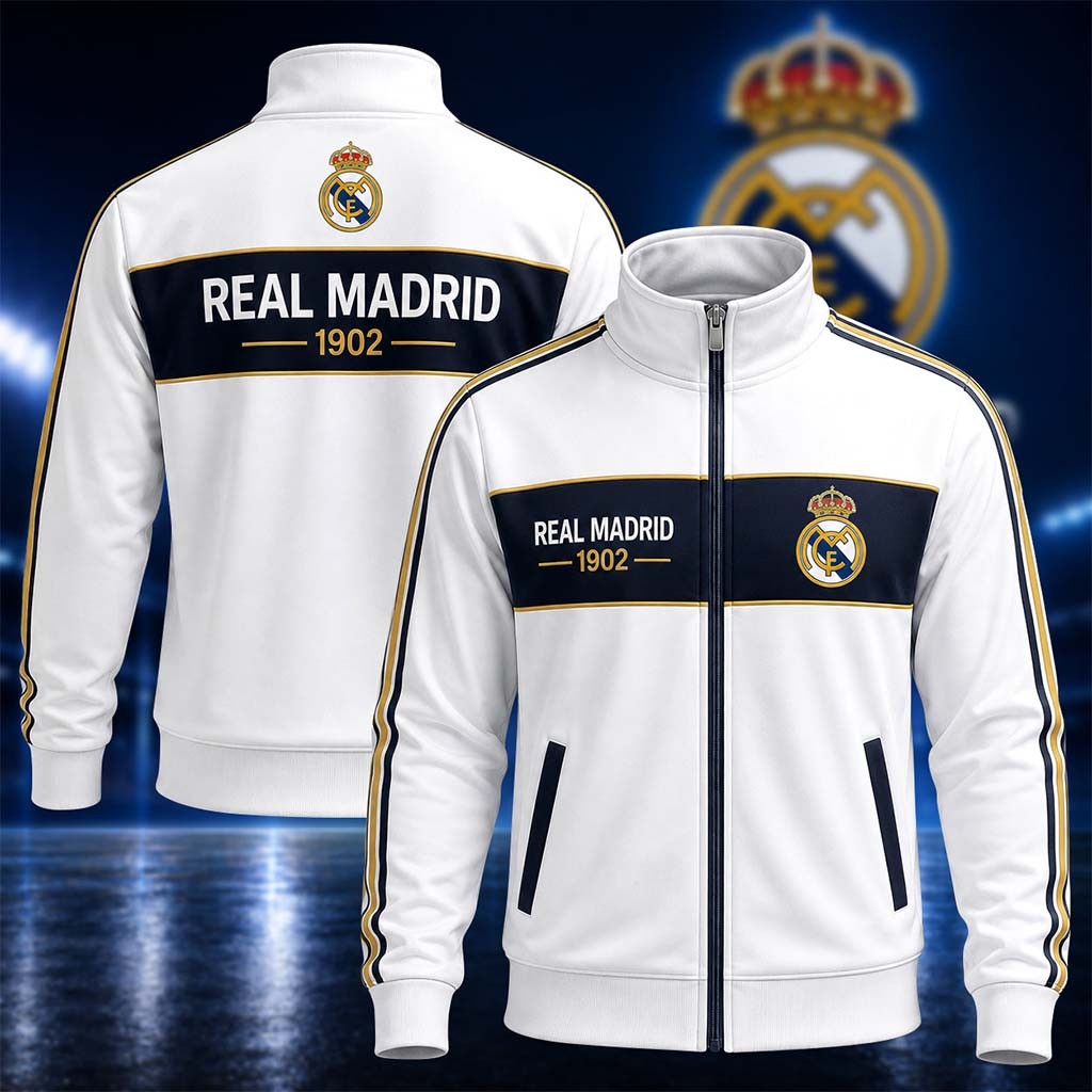 Real Madrid 2026 Zipper Stand Collar Jacket Real Madrid Merch Gifts For Brother Real Madrid 2026 Zipper Stand Collar Jacket Real Madrid Merch Gifts For Brother