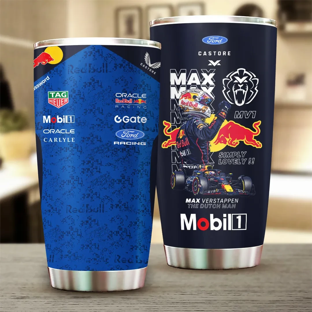 Red Bull Racing X Max Verstappen Tumbler Cup Formula 1 Merch Present For Racing Lovers - Kdjoy