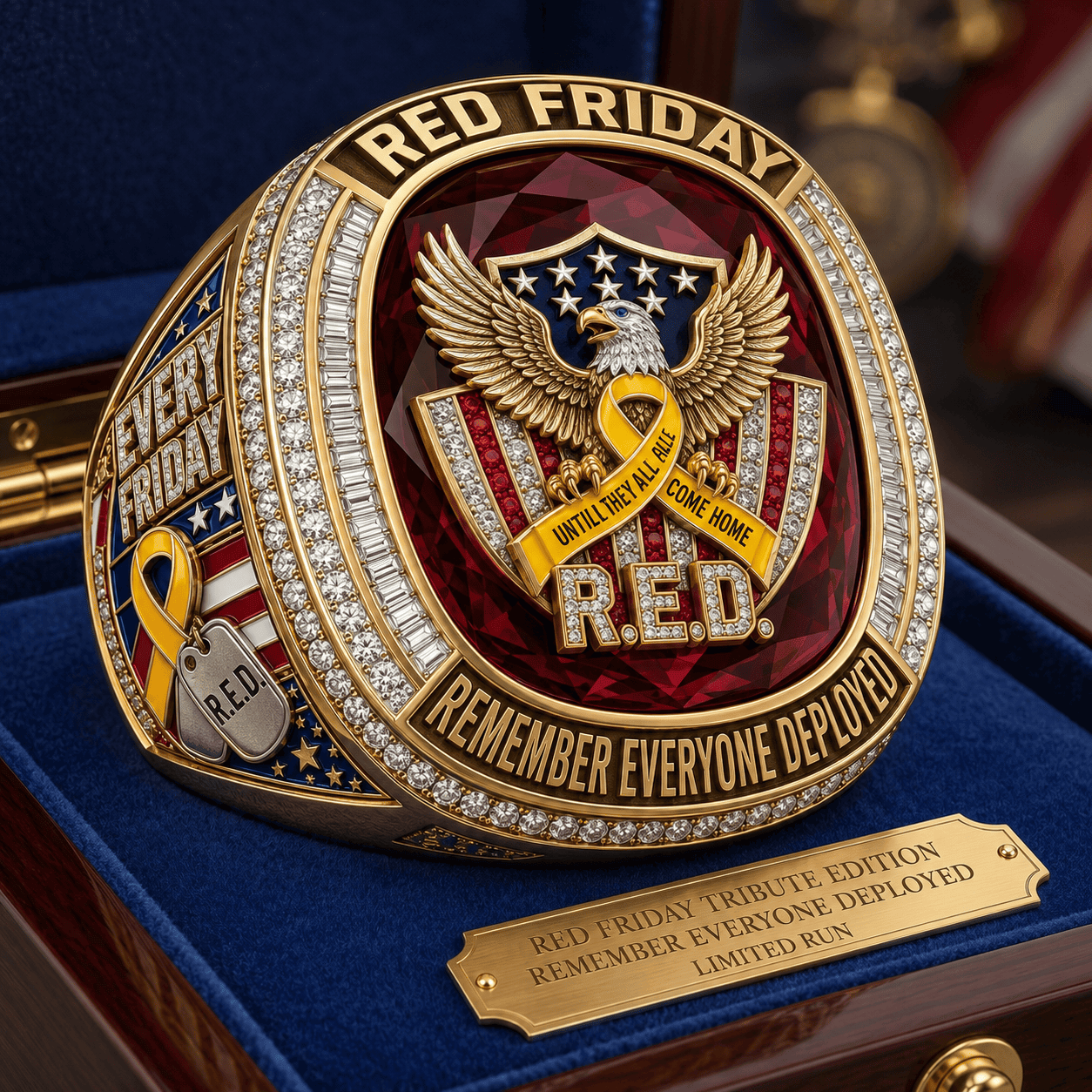 RED Friday Until They All Come Home Ring Remember Everyone Deployed Merch Gift For Veteran - Kdjoy