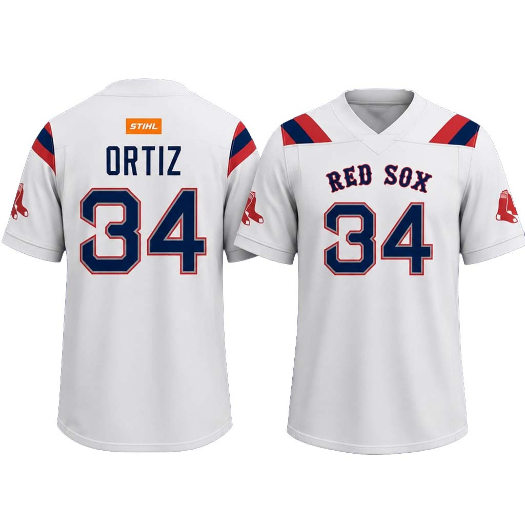 Red Sox #34 David Ortiz Football Jersey Boston Red Sox Merch Best Gifts For Baseball Lovers - Kdjoy