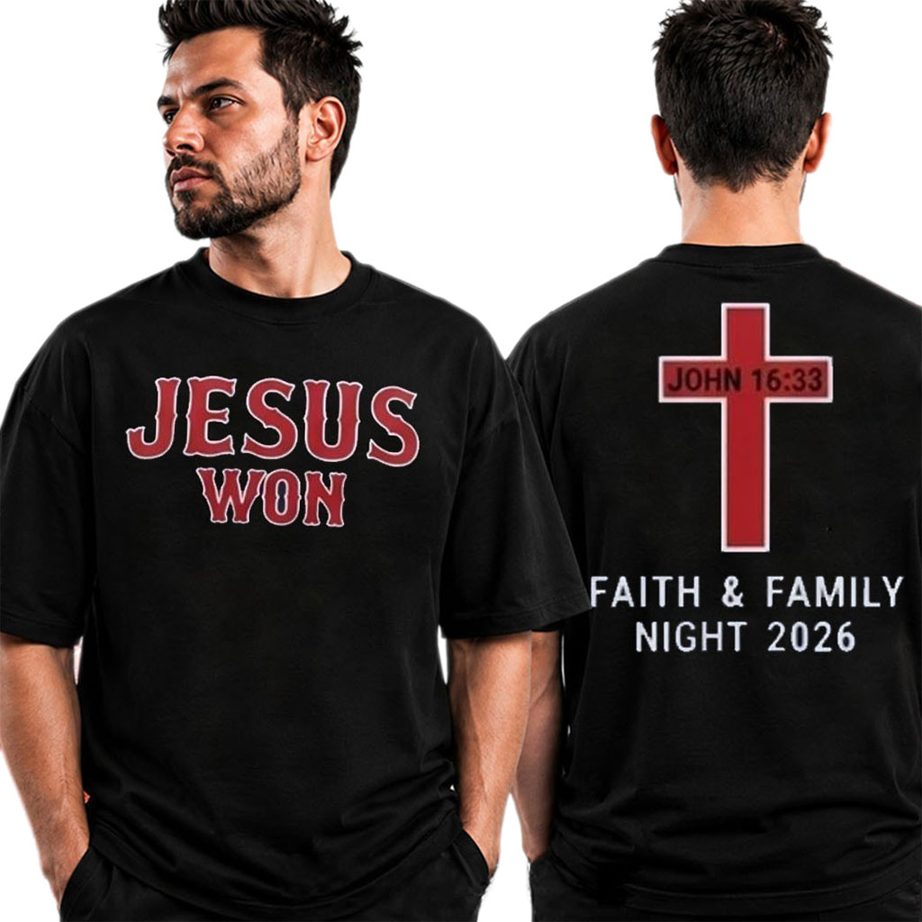 Red Sox Jesus Won Faith And Family Night 2026 Shirt Red Sox Merch Religious Gifts - Kdjoy