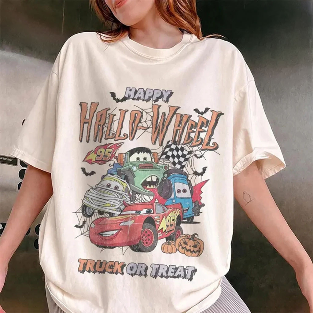 Retro D Cars Trunk Or Treat Halloween Shirt Lightning McQueen Spooky Season Tee BFF Gifts - Kdjoy Retro D Cars Trunk Or Treat Halloween Shirt Lightning McQueen Spooky Season Tee BFF Gifts - Kdjoy