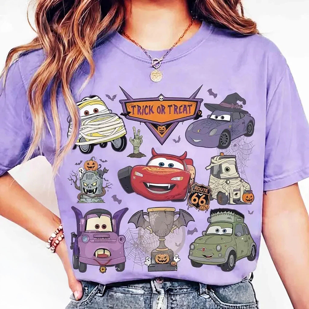 Retro D Pixar Cars Halloween Trick Or Treat Spooky Racing Tee Halloween Ideas For Gifts - Kdjoy Retro D Pixar Cars Halloween Trick Or Treat Spooky Racing Tee Halloween Ideas For Gifts - Kdjoy