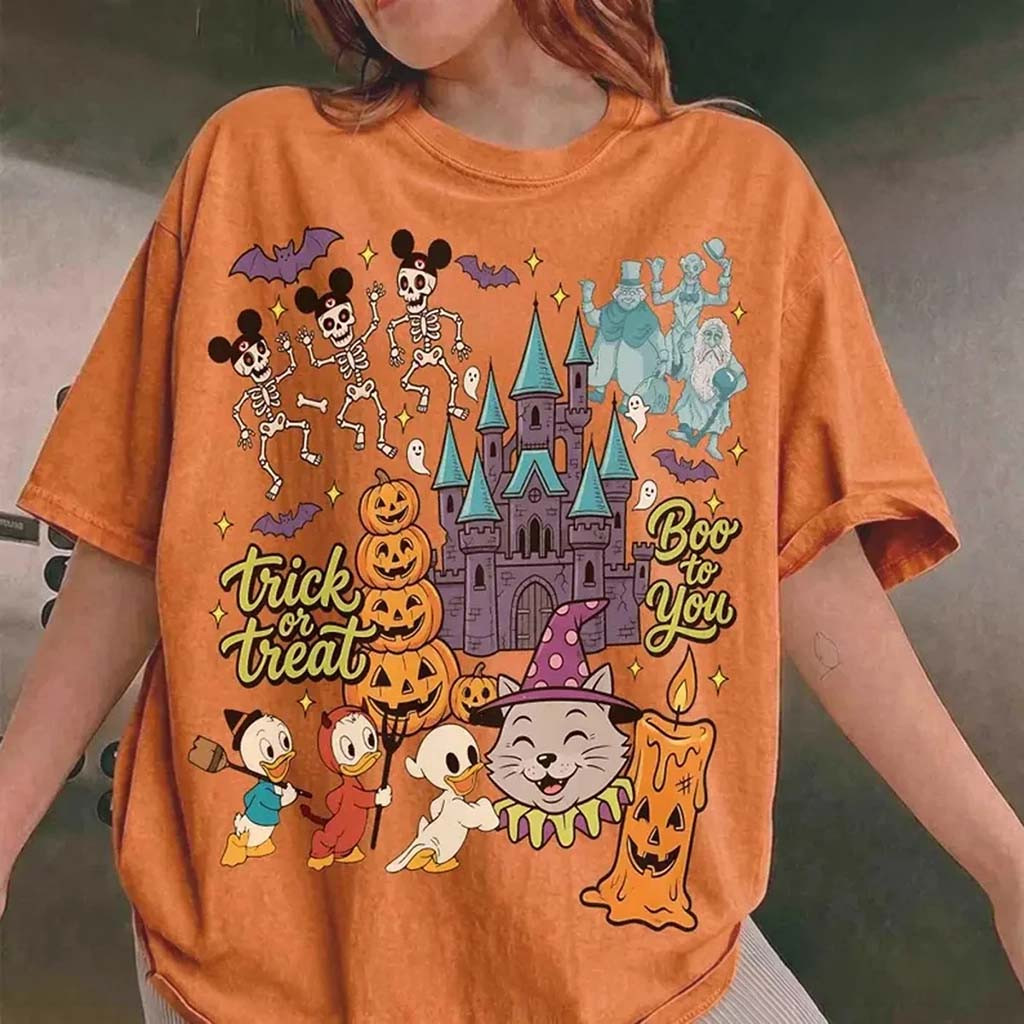Retro Huey Dewey Louie Duck Castle D Halloween Shirt Trick Or Treat Boo To You Tee Gifts - Kdjoy Retro Huey Dewey Louie Duck Castle D Halloween Shirt Trick Or Treat Boo To You Tee Gifts - Kdjoy