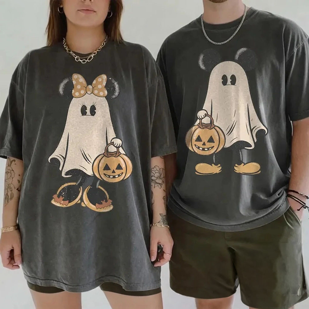 Retro Mickey Couple Halloween Ghost T-Shirt Mickey And Minnie Spooky Season Shirt Couple Gifts - Kdjoy Retro Mickey Couple Halloween Ghost T-Shirt Mickey And Minnie Spooky Season Shirt Couple Gifts - Kdjoy