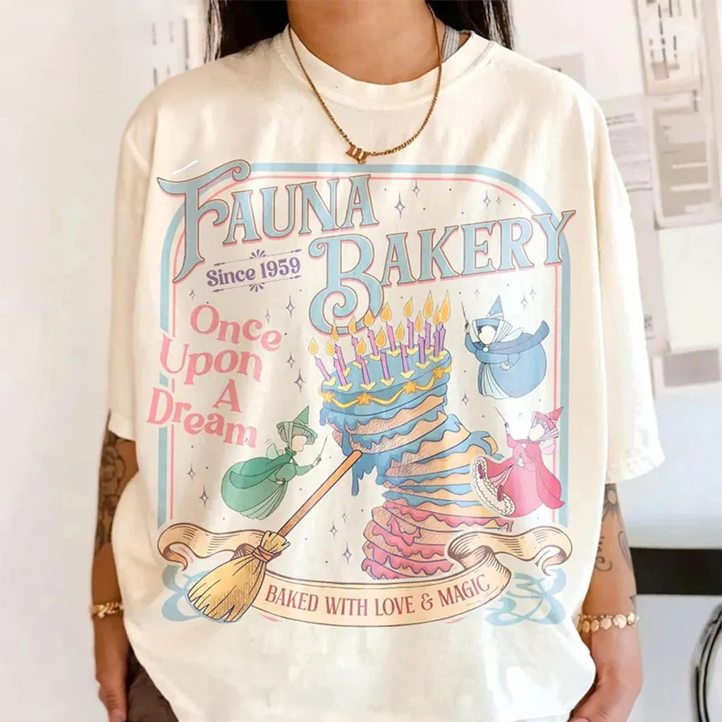Retro Sleeping Beauty Fauna Bakery Shirt Vintage Baked With Love And Magic Tee Sister Gifts - Kdjoy Retro Sleeping Beauty Fauna Bakery Shirt Vintage Baked With Love And Magic Tee Sister Gifts - Kdjoy