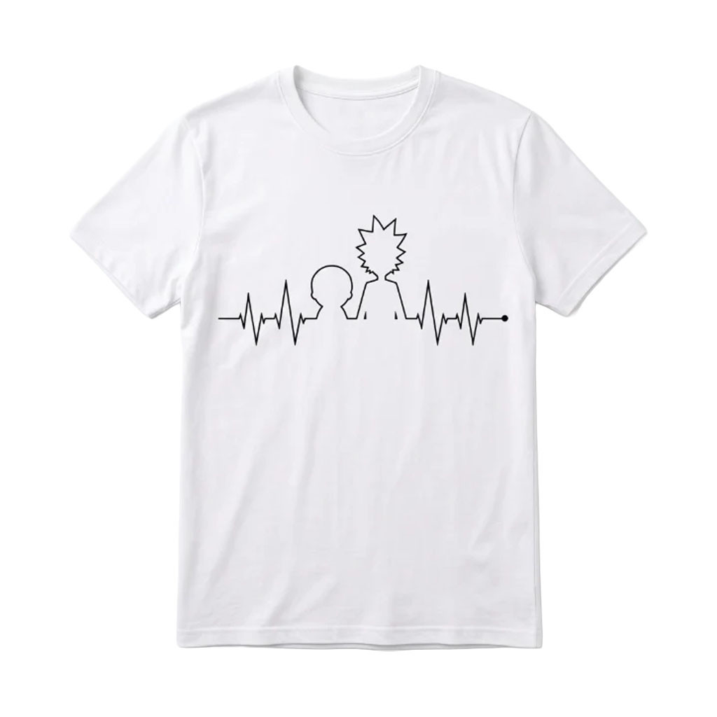 Rick And Morty Merch 2026 Rick And Morty Heartbeat White T-Shirt Animated TV Show Fan Gifts