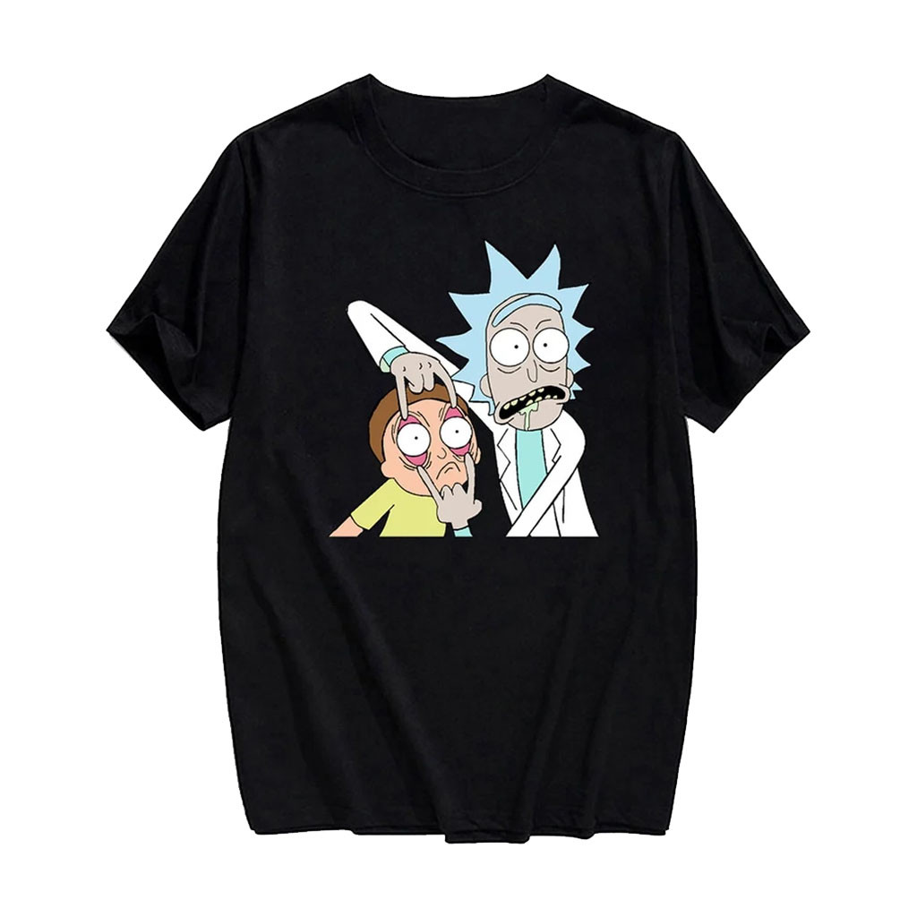 Rick And Morty Merch 2026 Rick And Morty Open Your Eyes T-Shirt Funny Cartoon Shirt Gift Ideas