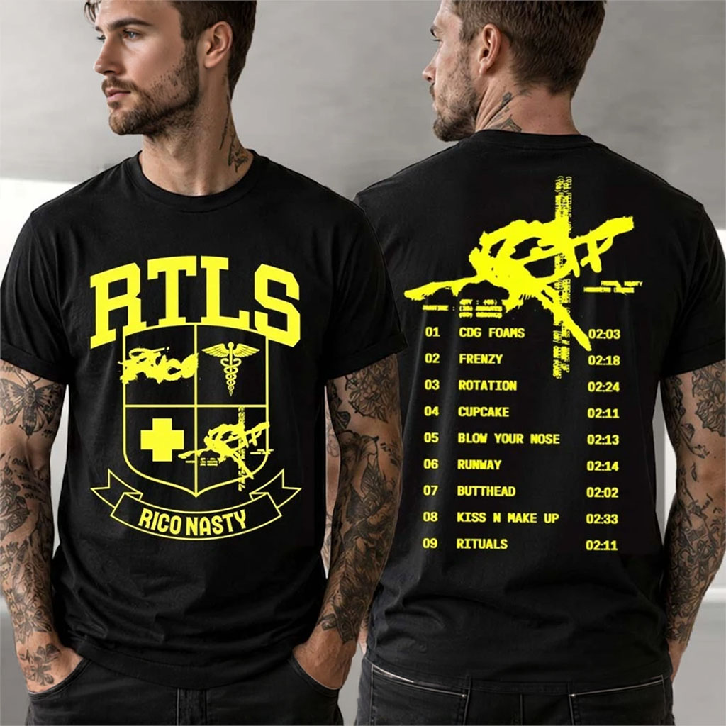 Rico Nasty RTLS Black T-Shirt Tracklist Shirt Rico Nasty Merch Present For Music Fans - Kdjoy Rico Nasty RTLS Black T-Shirt Tracklist Shirt Rico Nasty Merch Present For Music Fans - Kdjoy