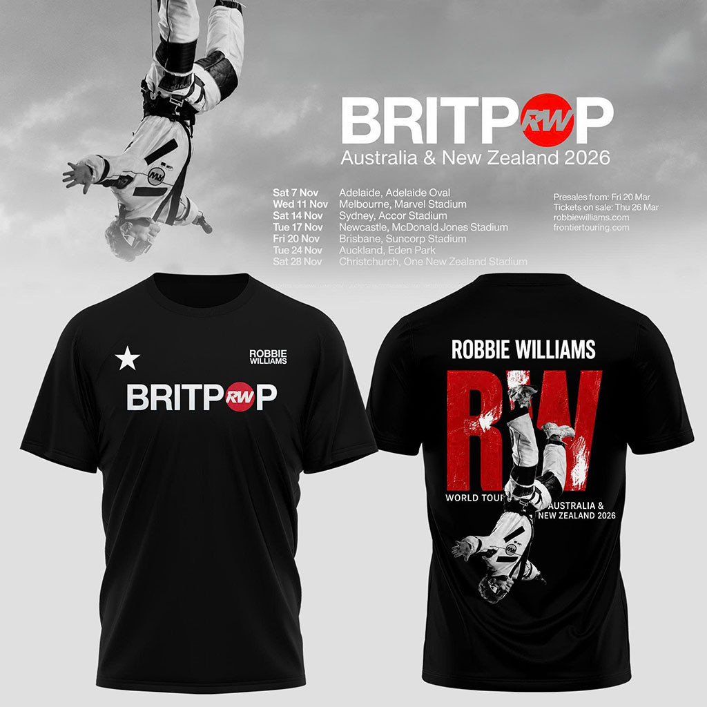 Robbie Williams Britpop AU NZ Tour 2026 T-Shirt Robbie Williams Merch Gift For Music Lovers - Kdjoy