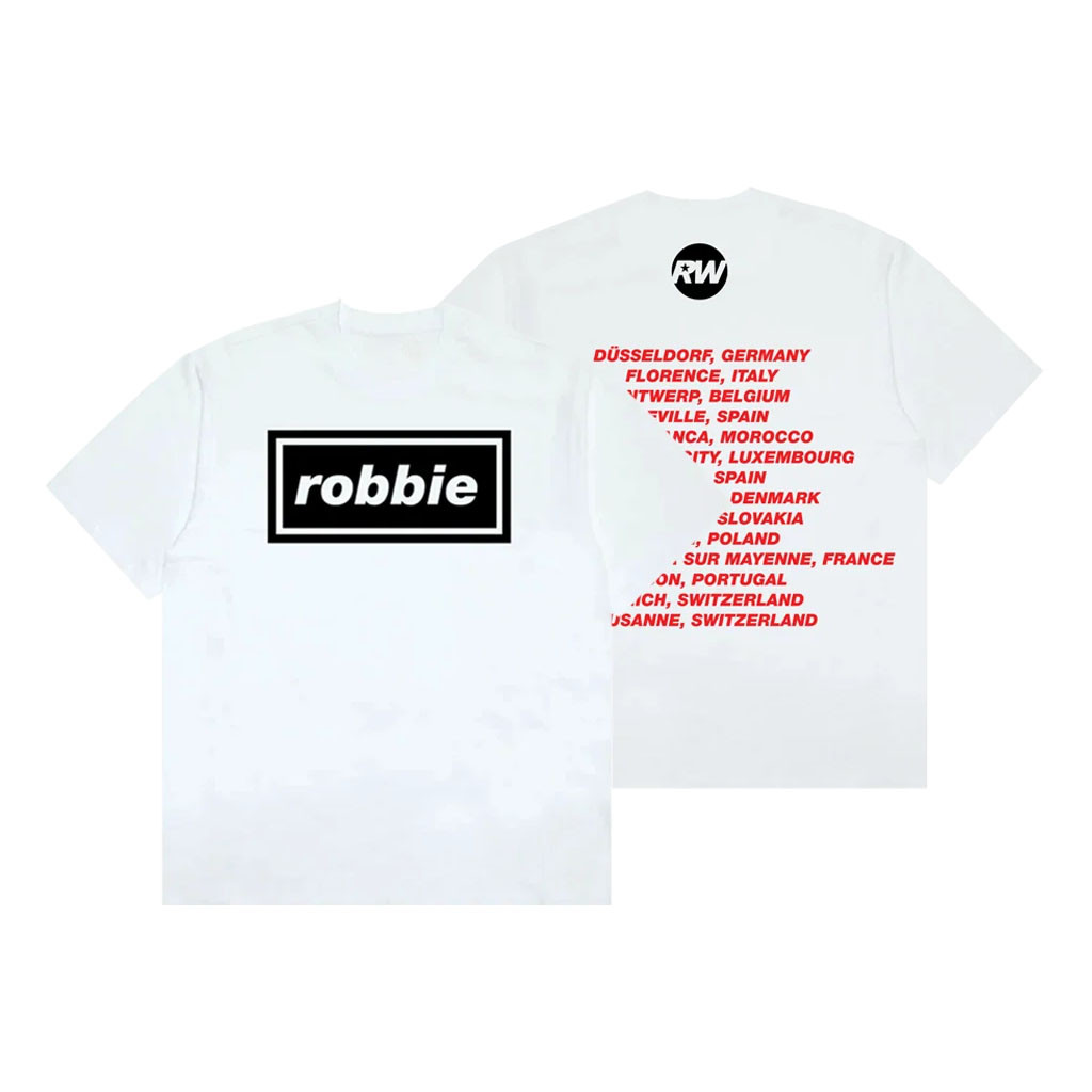 Robbie Williams Merch 2026 Britpop Tour T-Shirt White Cool Gifts For Music Lovers - Kdjoy Robbie Williams Merch 2026 Britpop Tour T-Shirt White Cool Gifts For Music Lovers - Kdjoy