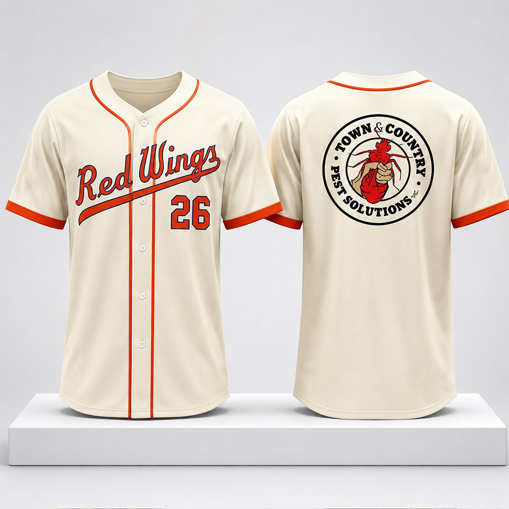 Rochester Red Wings Town Country Pest Solutions Jersey 2026 Red Wings Merch Fans Gifts - Kdjoy