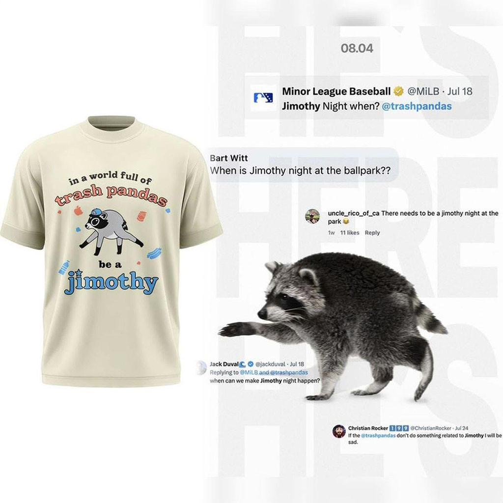 Rocket City Trash Pandas X Jimothy 2026 T-Shirt Jimothy Racoon Merch Gift For Brothers - Kdjoy Rocket City Trash Pandas X Jimothy 2026 T-Shirt Jimothy Racoon Merch Gift For Brothers - Kdjoy