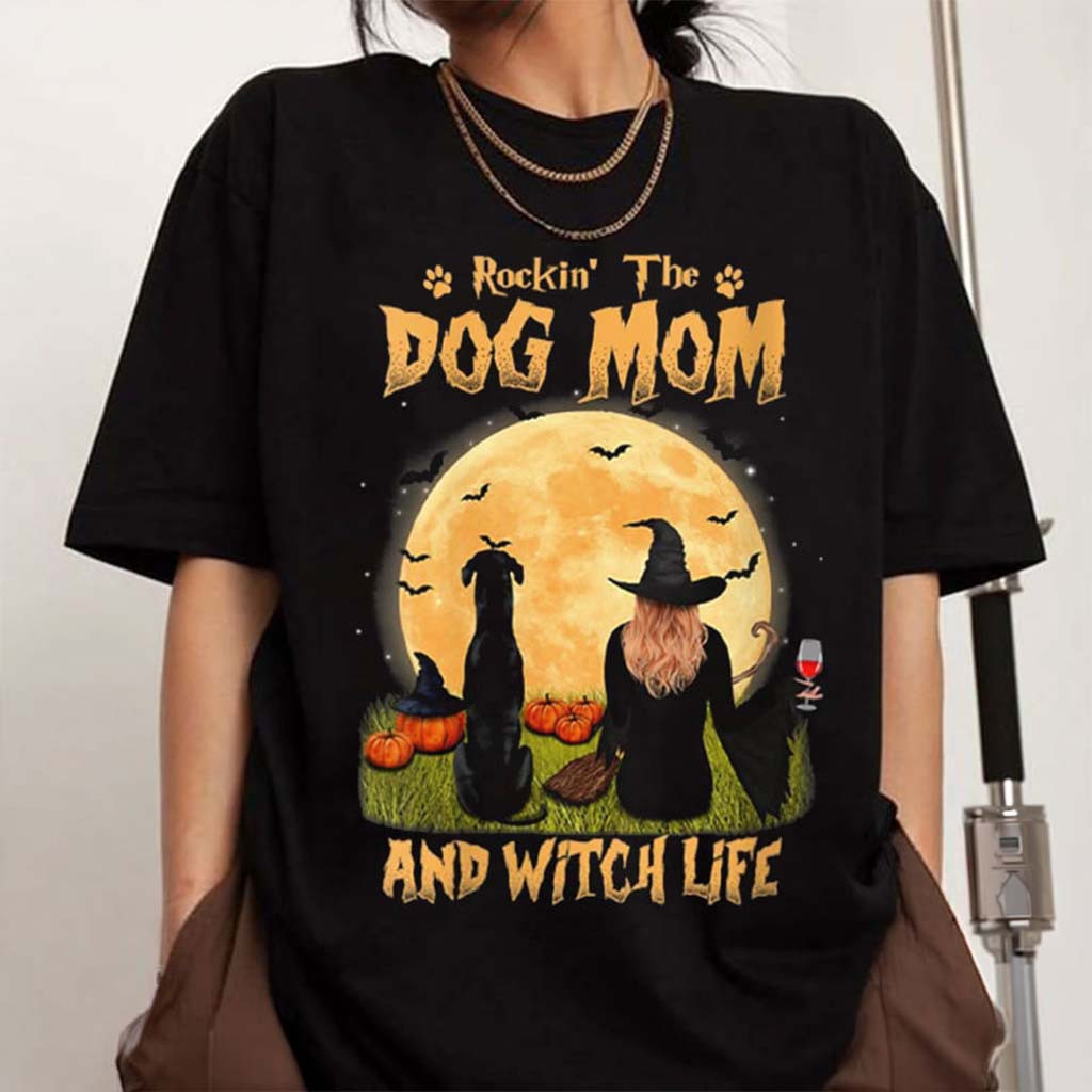 Rockin The Dog Mom And Witch Life T-Shirt Funny Halloween Shirt Gift For Dog Lovers - Kdjoy Rockin The Dog Mom And Witch Life T-Shirt Funny Halloween Shirt Gift For Dog Lovers - Kdjoy
