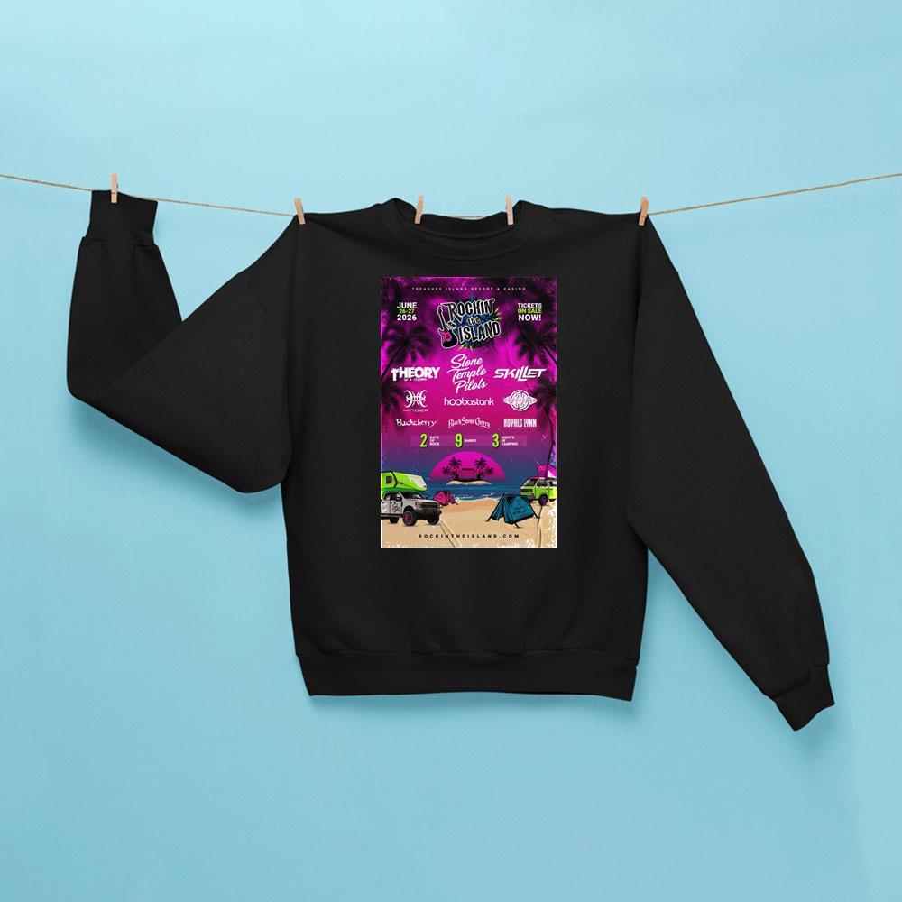 Rockin The Island 2026 Music Festival Sweatshirt Black Music Gift Ideas For Guys - Kdjoy