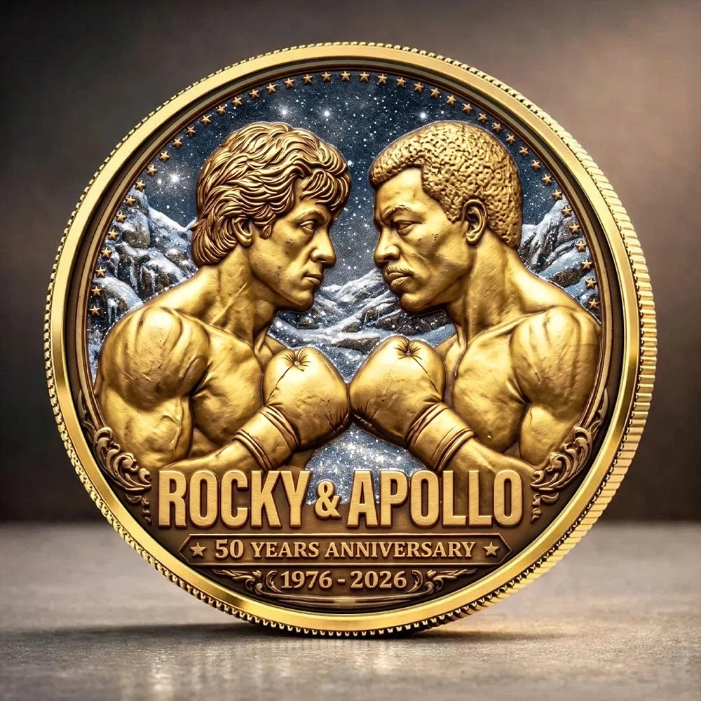 Rocky 50th Anniversary Commemorative Coin Rocky And Apollo Memorial Coin Gifts For Fans - Kdjoy