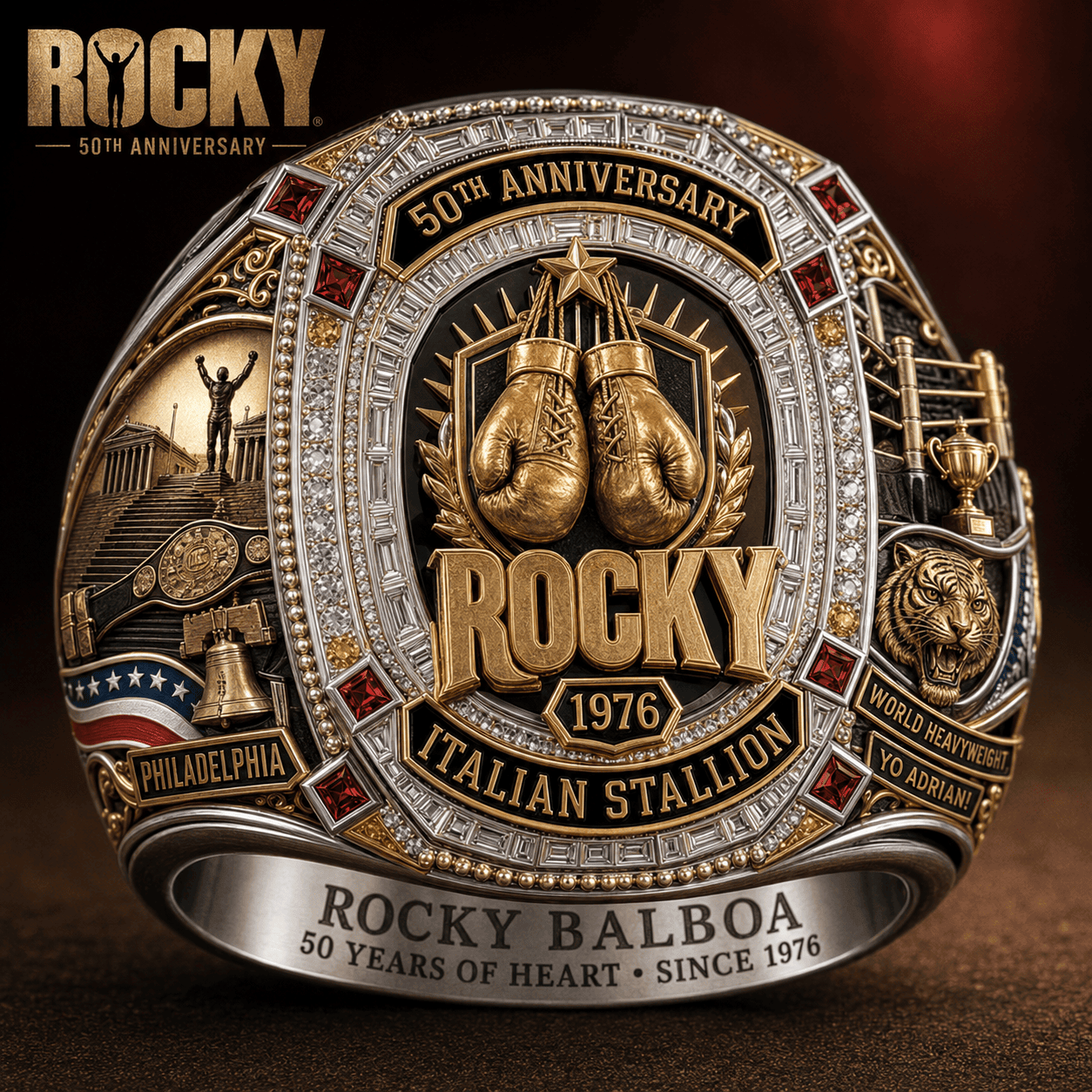 Rocky 50th Anniversary Ring Italian Stallion Ring 2026 Rocky Merch Special Gift For Dad - Kdjoy