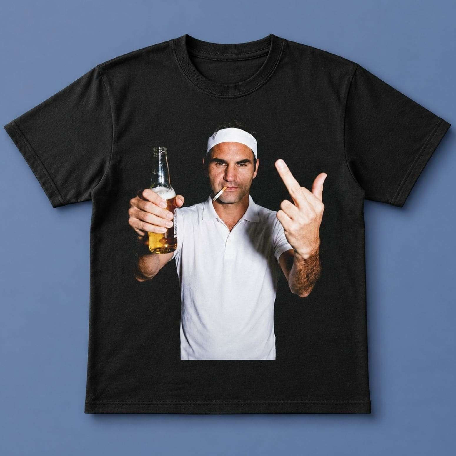 Roger Federer Smoking A Cigarette Middle Finger Shirt Roger Federer Merch Tennis Fan Gifts - Kdjoy