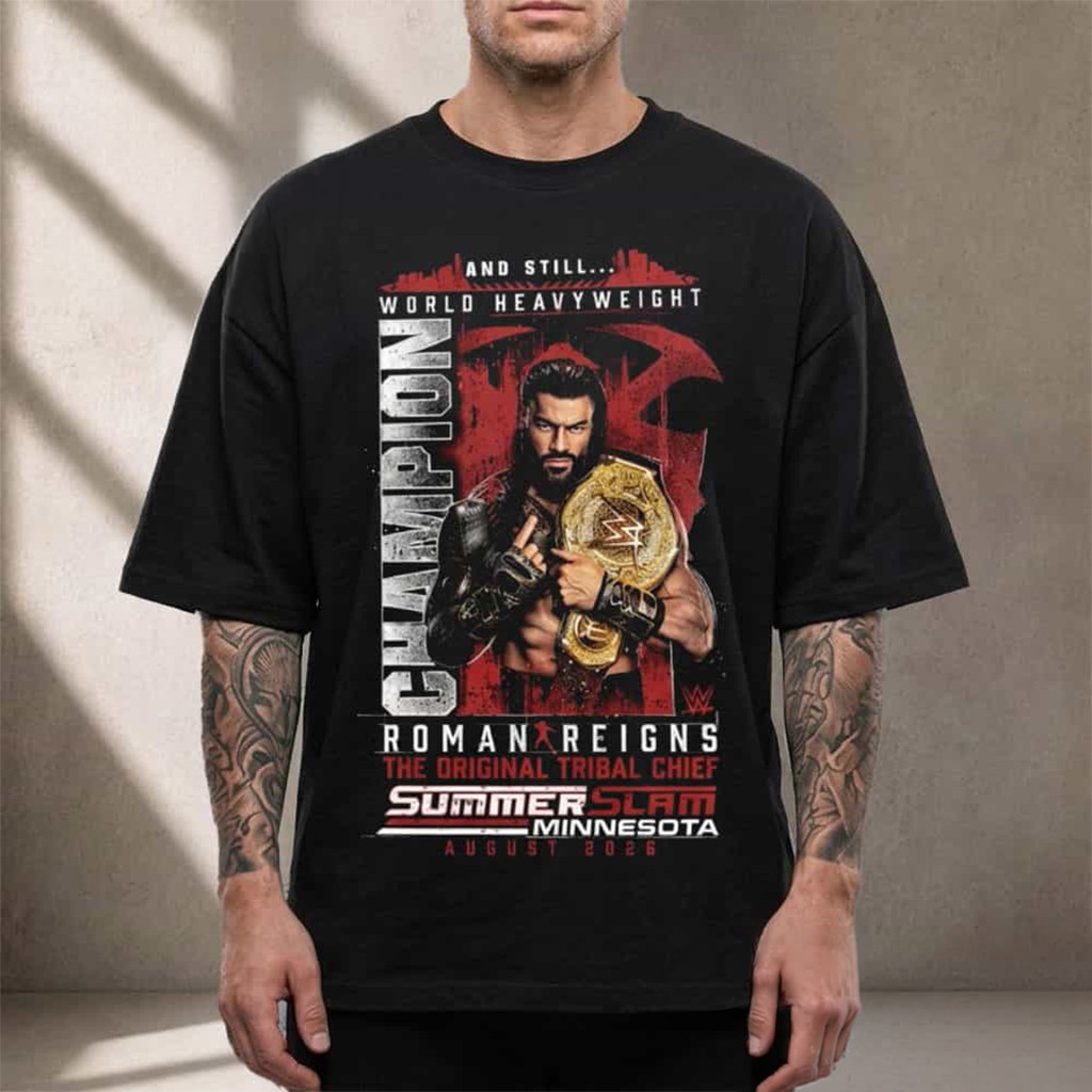Roman Reigns Merch Summerslam Minnesota August 2026 And Still World Champion T-Shirt - Kdjoy Roman Reigns Merch Summerslam Minnesota August 2026 And Still World Champion T-Shirt - Kdjoy