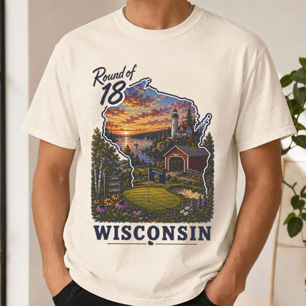 Round of 18 Wisconsin Retro Badger State Golf T-Shirt Gifts For Your Boyfriend - Kdjoy
