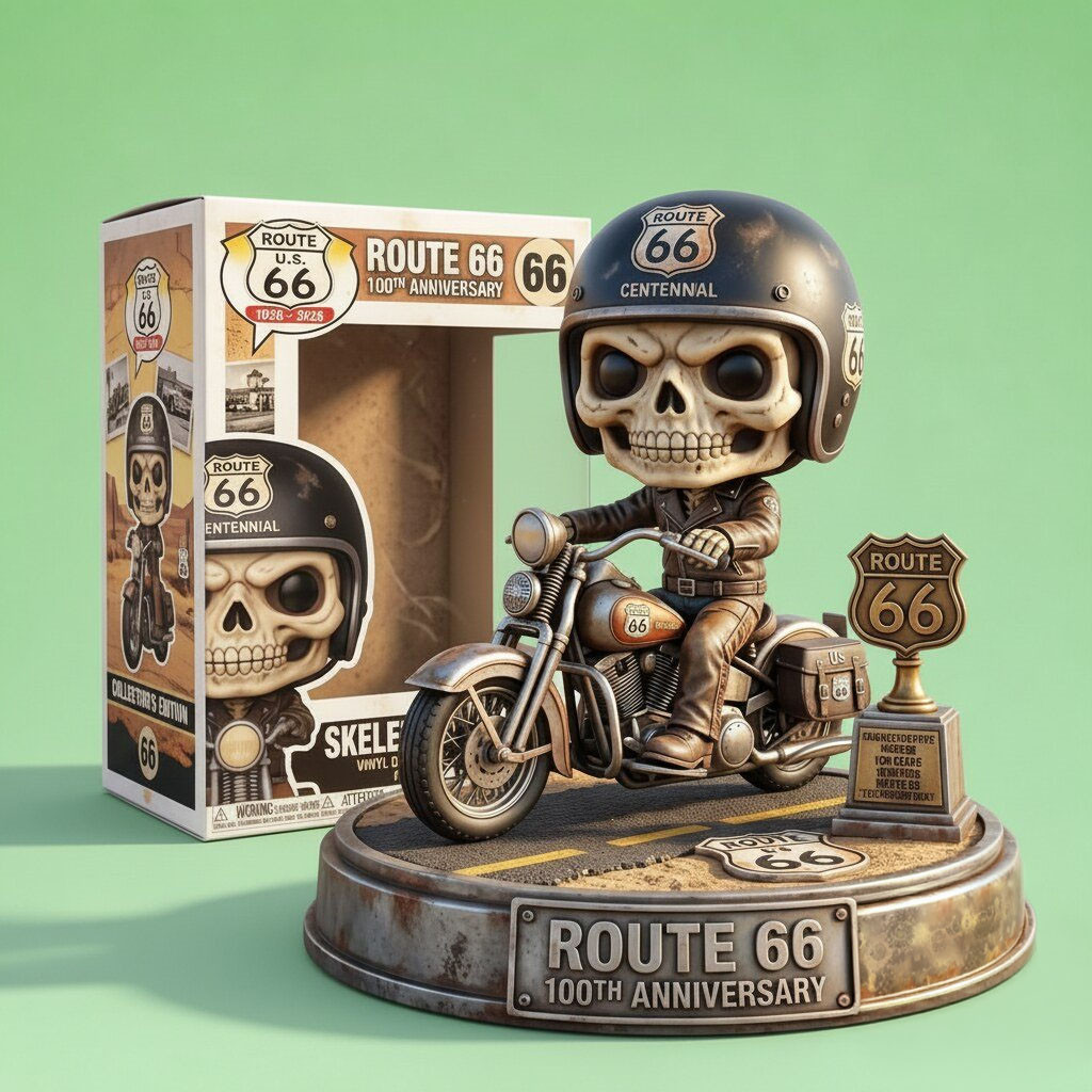 Route 66 100th Anniversary Skeleton Biker Motorcycle Funko Pop Present For Husband - Kdjoy