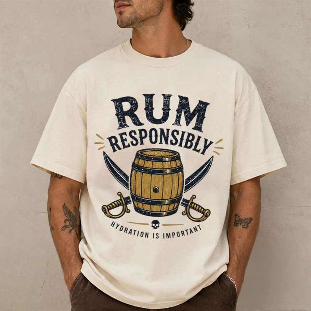 Rum Responsibly Hydration Is Important Shirt Funny Pirate Drinking Caribbean Vacation T-Shirt - Kdjoy