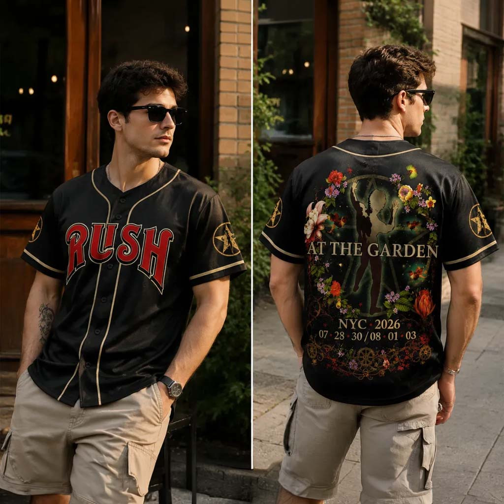 RUSH Fifty Something Tour 2026 New York Baseball Jersey At The Garden RUSH Band Merch Black - Kdjoy