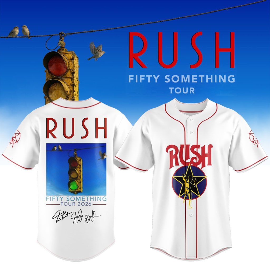 RUSH Fifty Something Tour 2026 Signed Jersey White RUSH Merch Music Lover Gift Ideas For Him - Kdjoy