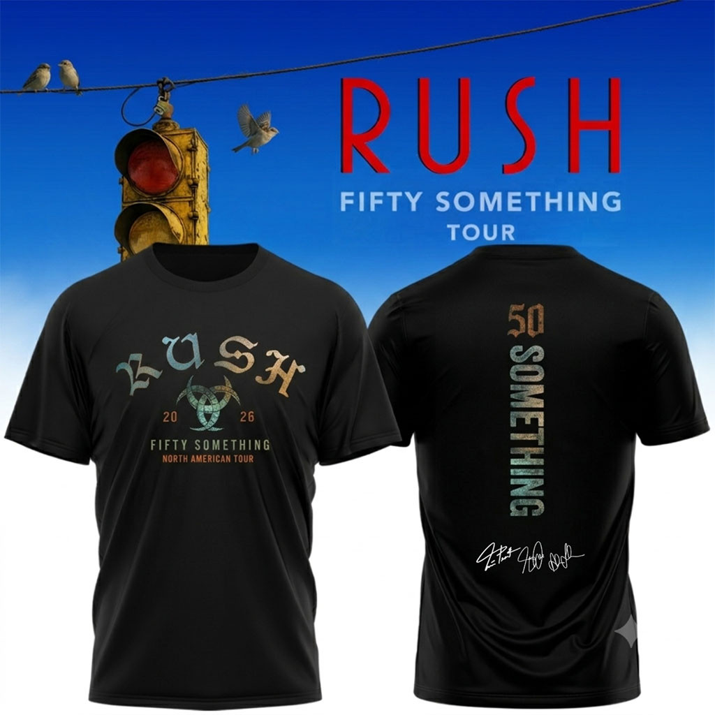 RUSH Fifty Something Tour 2026 Signed V-Neck Shirt Black RUSH Merch Gifts For Music Lovers - Kdjoy RUSH Fifty Something Tour 2026 Signed V-Neck Shirt Black RUSH Merch Gifts For Music Lovers - Kdjoy