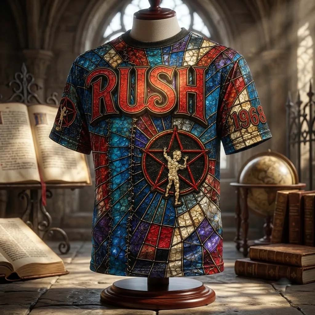 Rush Stained Glass Starman T-Shirt RUSH Band Merch Gift Ideas For Music Lovers - Kdjoy