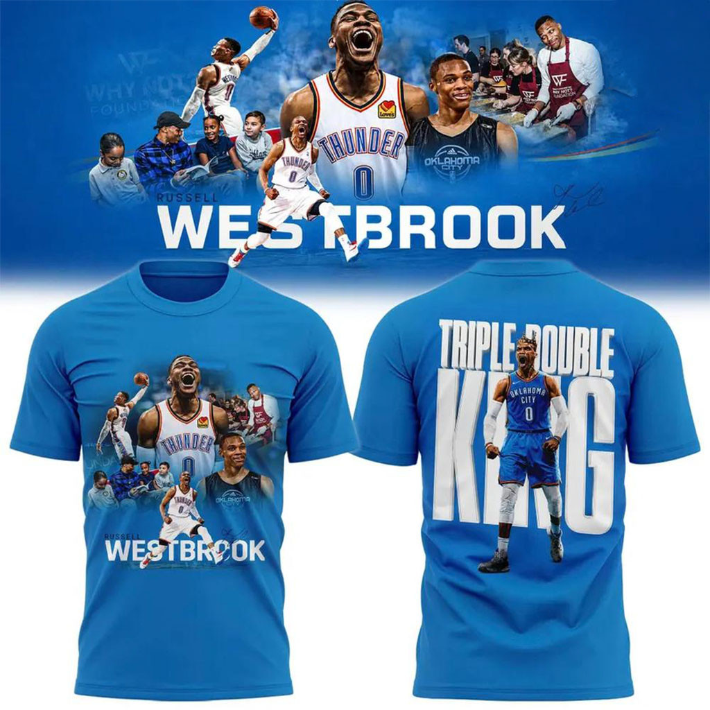 Russell Westbrook OKC Thunder Triple Double King T-Shirt Oklahoma City Thunder Merch Gifts - Kdjoy