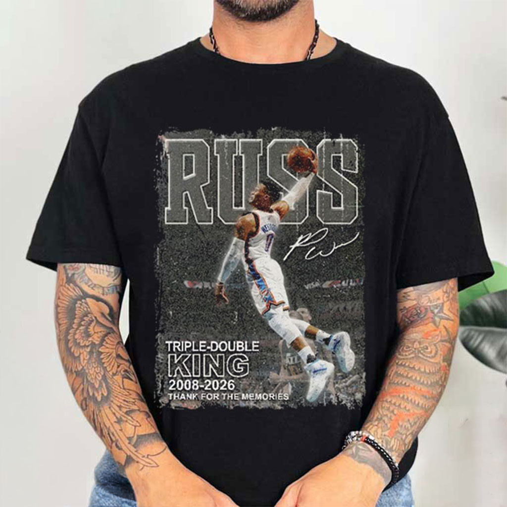 Russell Westbrook Triple Double King Retirement Basketball T-Shirt Thank For The Memories Tee - Kdjoy Russell Westbrook Triple Double King Retirement Basketball T-Shirt Thank For The Memories Tee - Kdjoy