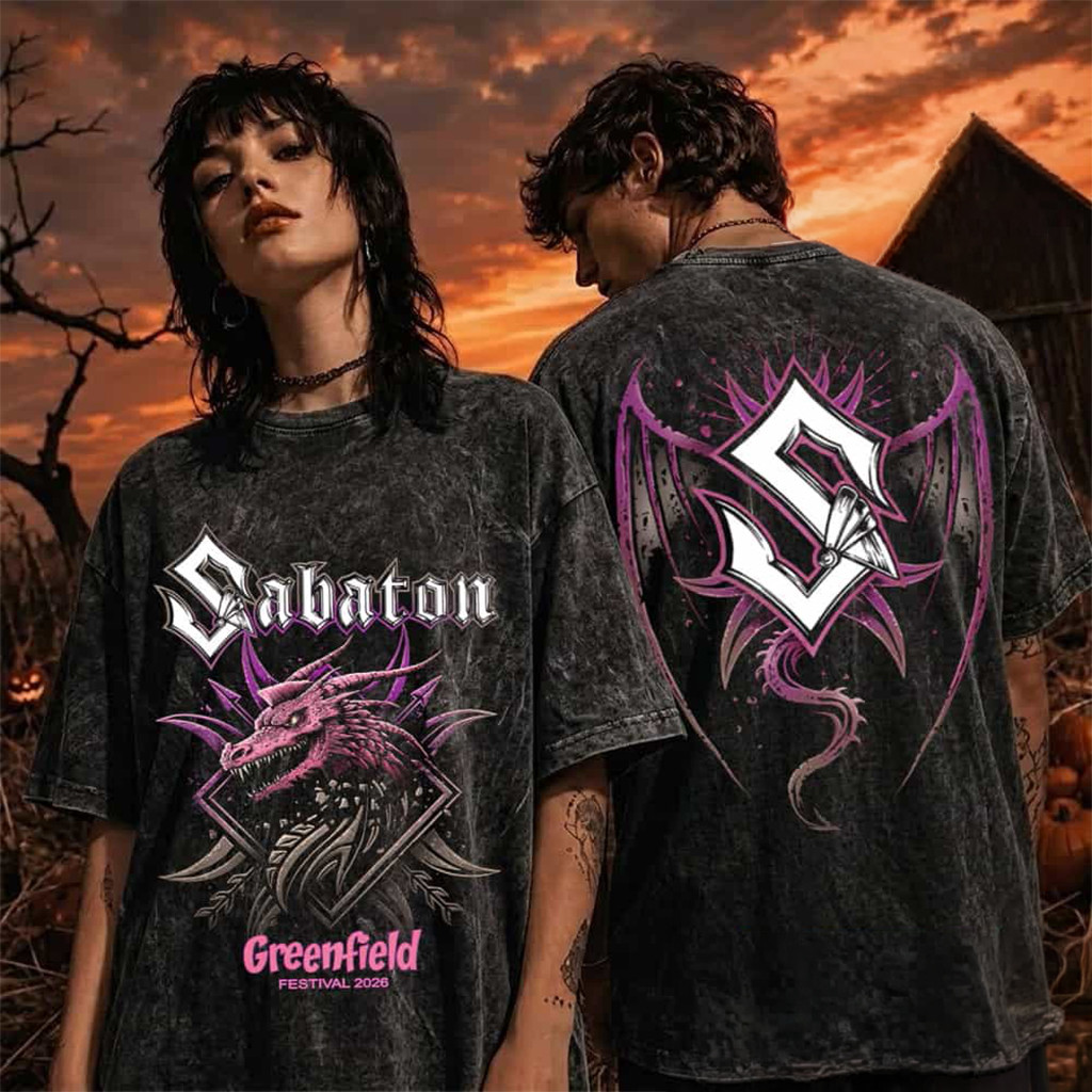 Sabaton Merch Greenfield Festival 2026 Event Purple Dragon Head T-Shirt Gifts For Music Lovers - Kdjoy Sabaton Merch Greenfield Festival 2026 Event Purple Dragon Head T-Shirt Gifts For Music Lovers - Kdjoy