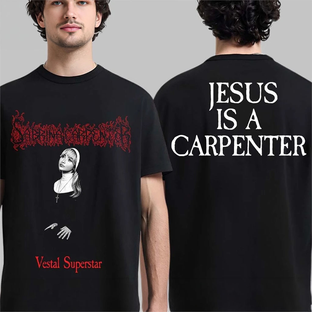 Sabrina Carpenter Vestal Superstar Jesus Is A Carpenter T-Shirt Sabrina Carpenter Merch Gifts - Kdjoy Sabrina Carpenter Vestal Superstar Jesus Is A Carpenter T-Shirt Sabrina Carpenter Merch Gifts - Kdjoy