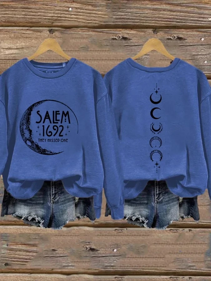Salem 1692 Moon Phases Sweatshirt Halloween Graphic Clothes Gift For Best Friends - Kdjoy
