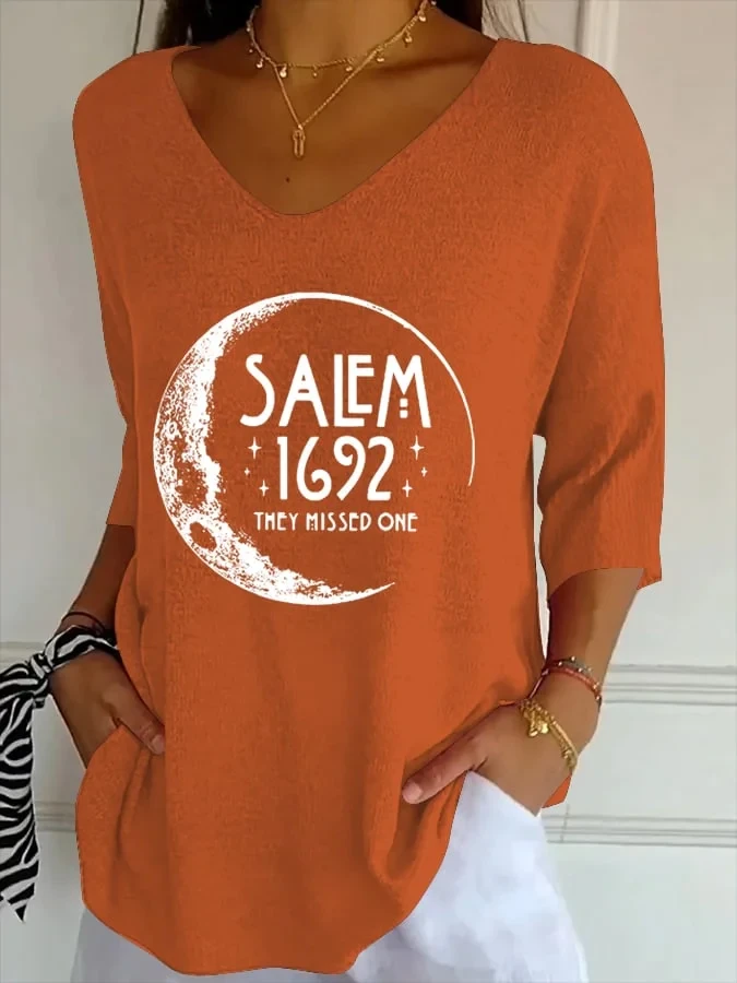 Salem 1692 They Missed One Crop Sleeve V-Neck Shirt Womens Witch Outfit Halloween Gifts - Kdjoy Salem 1692 They Missed One Crop Sleeve V-Neck Shirt Womens Witch Outfit Halloween Gifts - Kdjoy