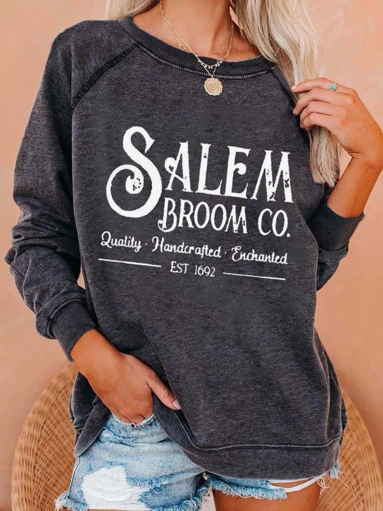 Salem Broom Co Sweatshirt Quality Handcrafted Enchanted Merch Gift For Fans - Kdjoy Salem Broom Co Sweatshirt Quality Handcrafted Enchanted Merch Gift For Fans - Kdjoy