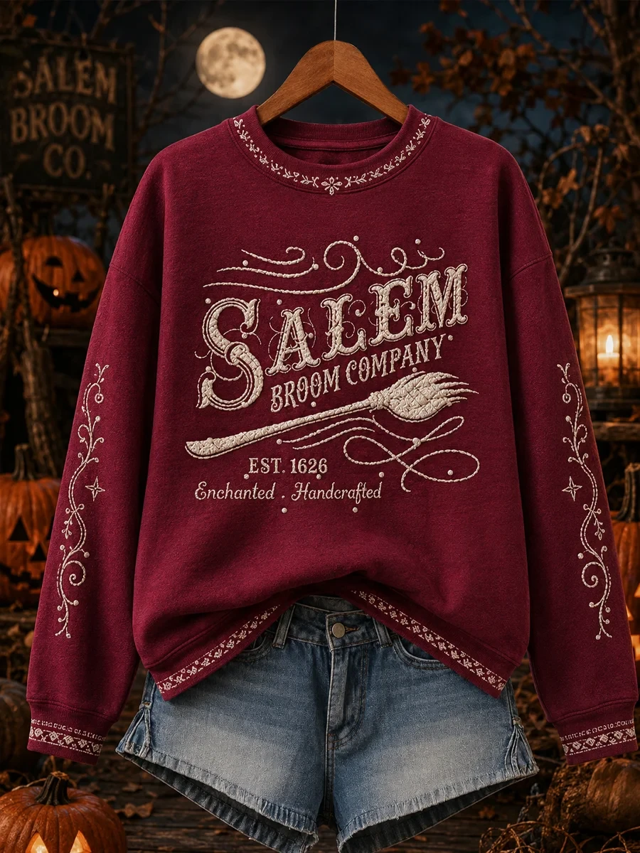 Salem Broom Company Sweatshirt Halloween Horror Nights Apparel Gift For Sister - Kdjoy