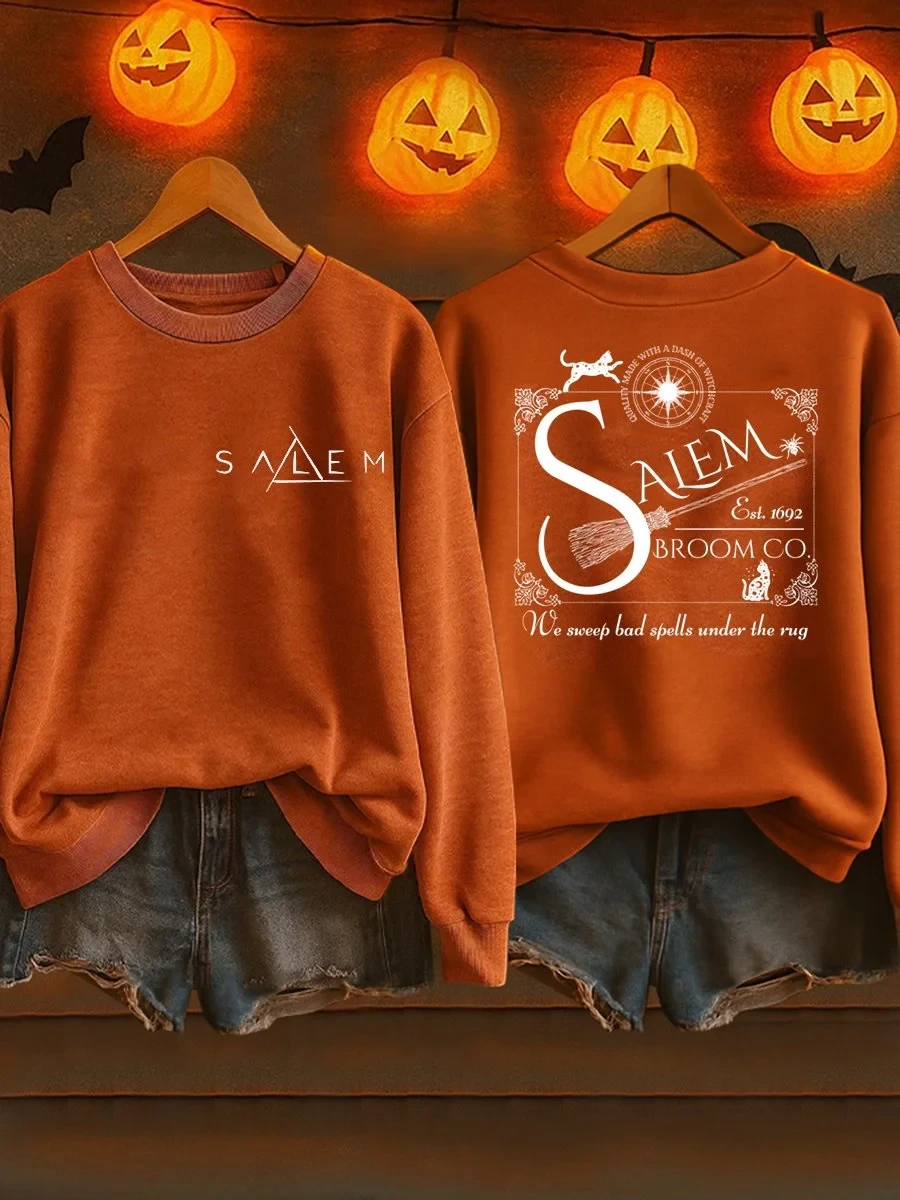 Salem Witch Broom Co Handcrafted Sweatshirt Halloween Clothing Gift For Goth Girls - Kdjoy Salem Witch Broom Co Handcrafted Sweatshirt Halloween Clothing Gift For Goth Girls - Kdjoy