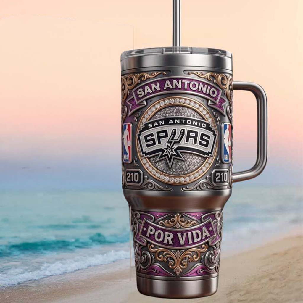 San Antonio Spurs Basketball Skyline Por Vida Tumbler Spurs Merch Gift For Basketball Lover - Kdjoy