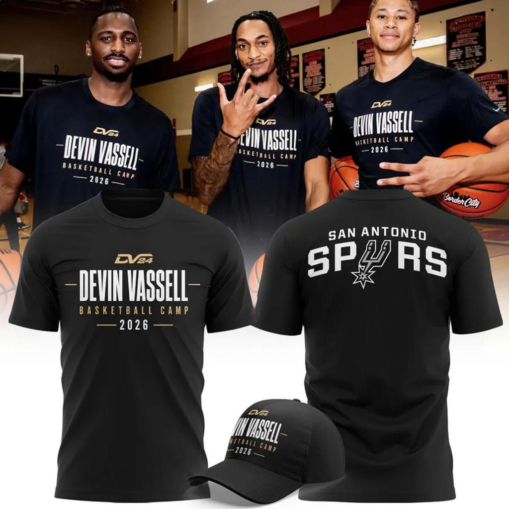 San Antonio Spurs Devin Vassell DV24 Basketball Camp 2026 Black T-Shirt SA Spurs Merch Fan Gifts - Kdjoy