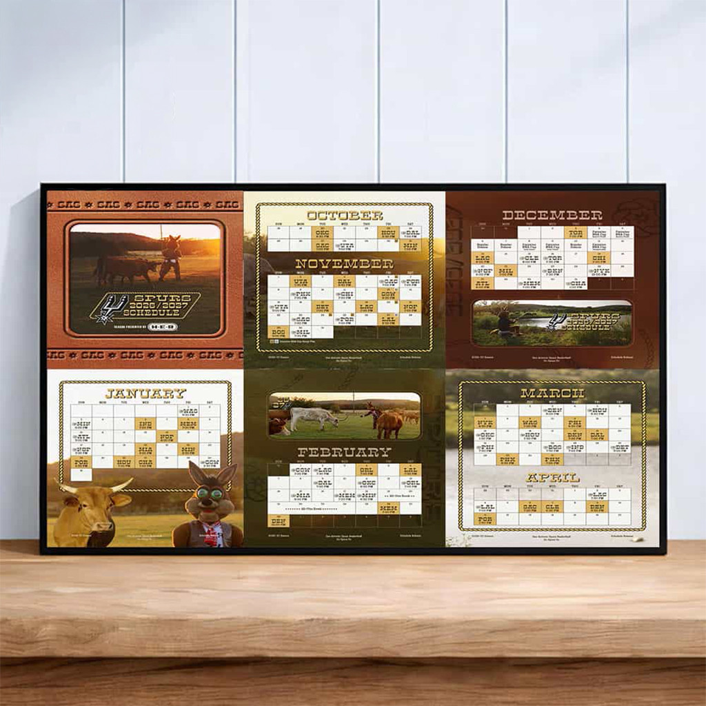 San Antonio Spurs Schedule 2026 27 Season Poster SA Spurs Merch Wall Art For Bedroom - Kdjoy