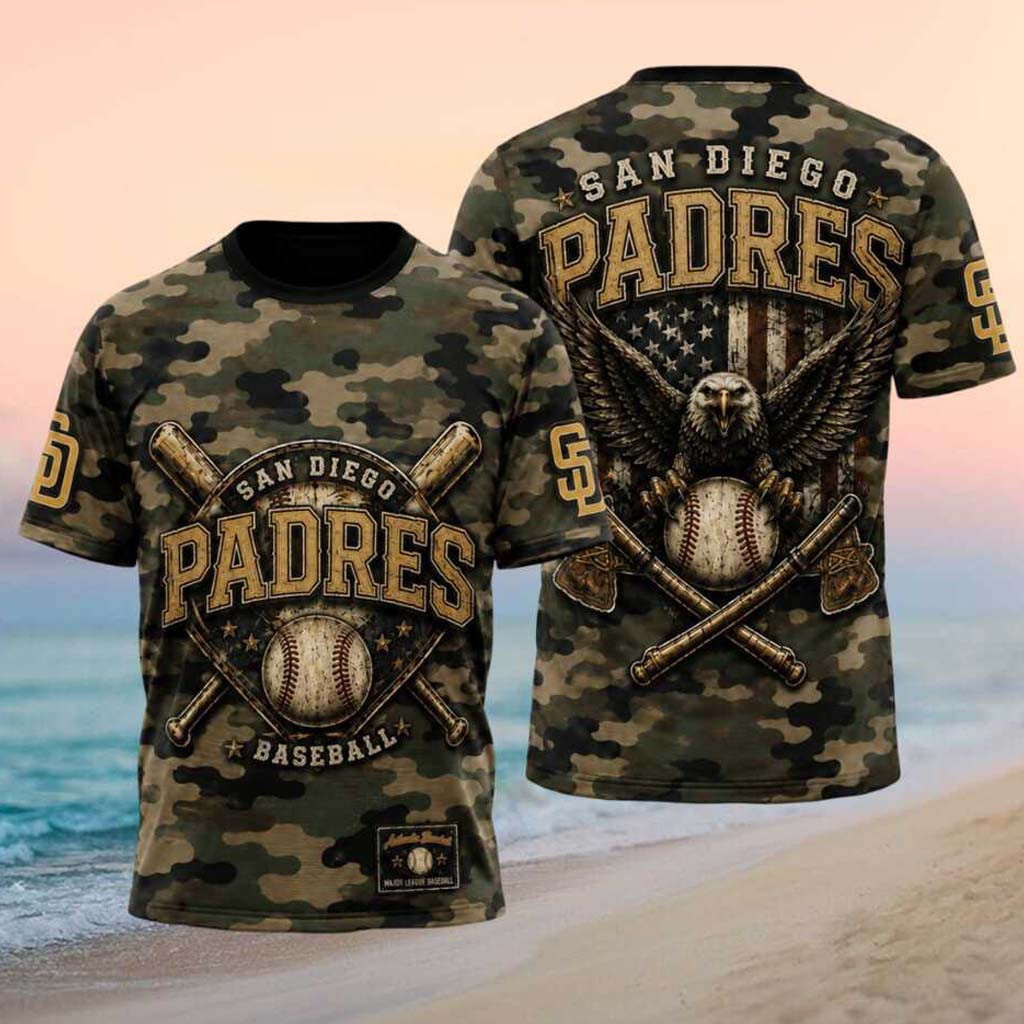 San Diego Padres Eagle American Flag Camo Baseball Shirt SD Padres Merch Gift For Baseball Fan