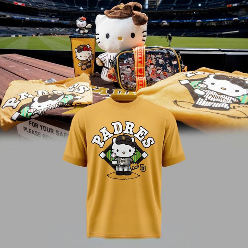San Diego Padres x Hello Kitty Night 2026 Gold Shirt SD Padres Merch Gifts For Baseball Fans - Kdjoy