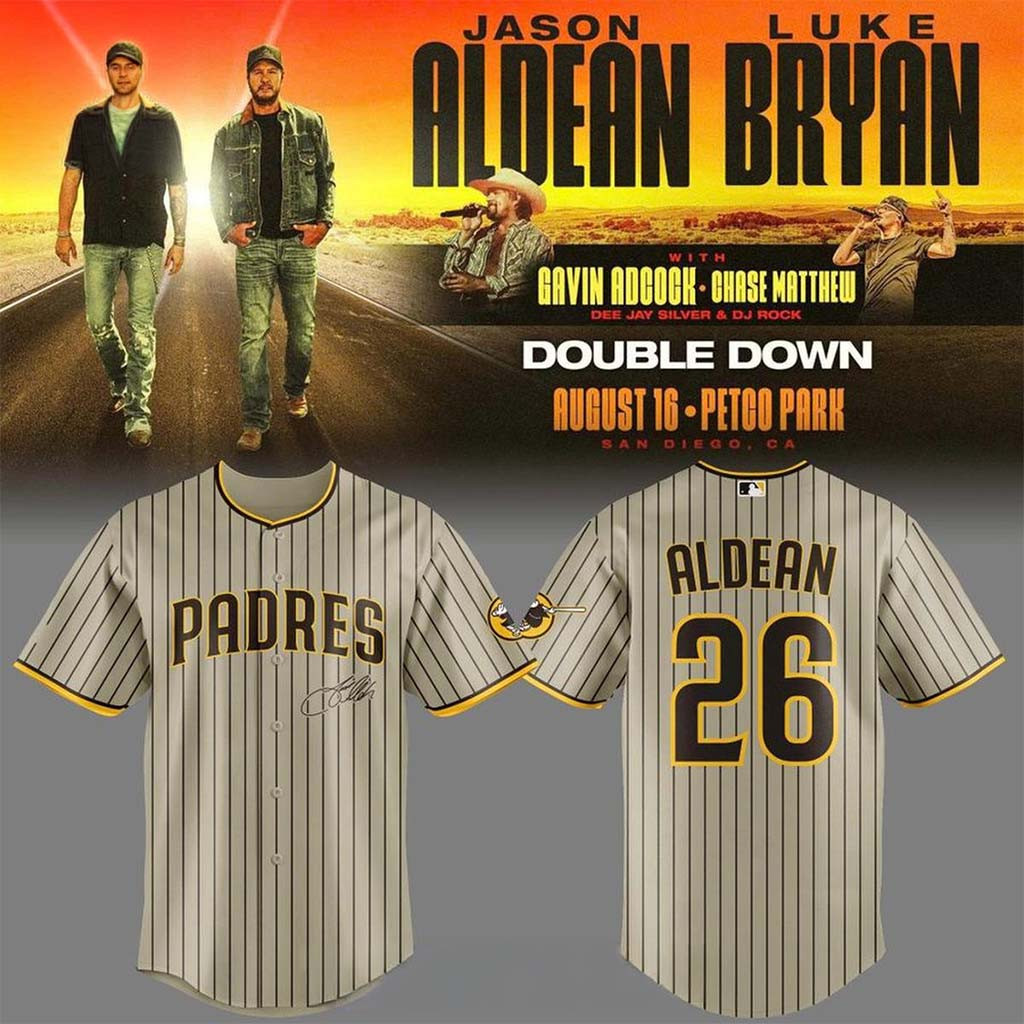 San Diego Padres X Luke Bryan 2026 Double Down Tour Baseball Jersey SD Padres Merch Fan Gifts - Kdjoy