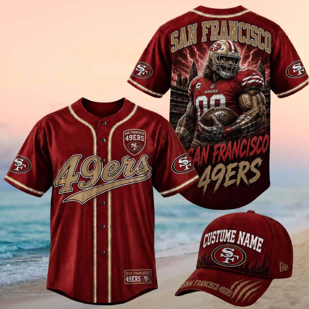 San Francisco 49ers Beast Mascot Stadium Graphic Baseball Jersey 49ers Merch Brother Gifts