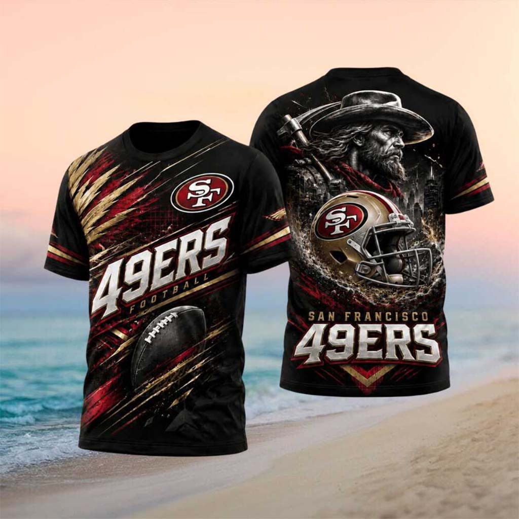 San Francisco 49ers Football Gold Miner Helmet Shirt SF 49ers Merch Present For Husband - Kdjoy